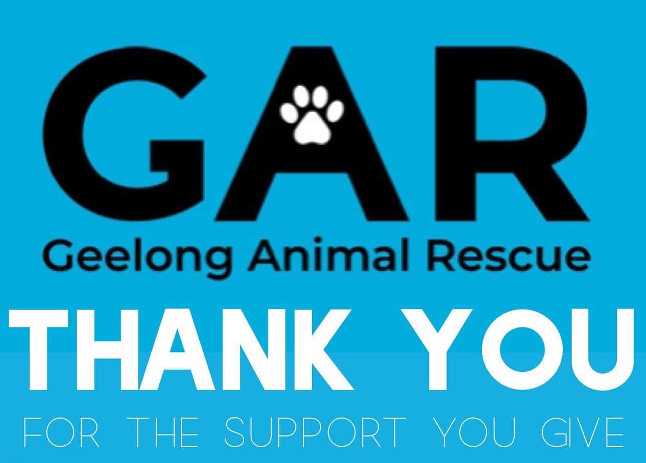Image with Geelong Animal Rescue logo and Thankyou text